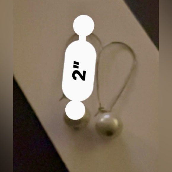 Fun, Vintage, Long, Dangly, Large, Faux Pearl Drop Wire Hang Earrings - Picture 2 of 3